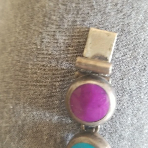 Exquisite Vintage Stone and 950 Silver Bracelet - Picture 6 of 7